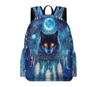 TPISLI Cartable Attrape-rêves Loup Élèves CM2 Sac d'École Loups Garçon 10 Ans Daypack Imperméable Grand Voyage Loisirs École Voyage Promenade Randonnée Usage Quotidien