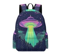 TPISLI Cartable Ciel Étoilé OVNI 11 Ans Garçon Sac Scolaire Vaisseau Spatial CM2 Fille Sac à Dos Ordinateur Portable Léger Imperméable pour École Cours et Voyage Usage Quotidien Loisirs