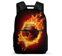TPISLI CArtable Collège De Ballon de Basket Feu Fille Primaire, Grand Sac A Dos Fille Pour Adolescent De 9 À 16 Ans, Sac École Basket-ball Collegienne Décontracté