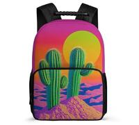 TPISLI Cartable Colorful Cactus Enfants 8-12 Ans Cartable Plantes Motif pour Garçons Filles Cours Primaire Bookbag, Détails en Feutre Tissu 1680D Cadeau Anniversaire