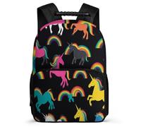 TPISLI Cartable Colorful Cheval Enfants 6-11 Ans Sac à Dos Rainbows pour Garçons Filles CE1 CE2 Backpack, Léger Durable Détails en Feutre Voyage Quotidien
