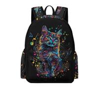 TPISLI Cartable Design Chat Garçon Fille 8 Ans Sac d'École Imprimé Animal Chaton Primaire Sac à Dos Imperméable Grand Format pour Voyage Randonnée Loisirs, Backpack Usage Quotidien et Sorties