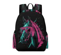 TPISLI Cartable Design Cheval Garçon Fille 8-12 Ans Sac à Dos Imprimé Cheval Élèves Primaire Sac Scolaire Léger Imperméable pour Voyage Randonnée Loisirs, School Bag Rentrée Scolaire et Cadeau