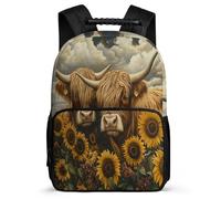 TPISLI Cartable Design Highland Vache pour Garçon Fille Primaire, Sac d'École Vache 5-10 Ans, Sac à Dos, Backpack, Dos Rembourré, Poignée Solide, Loisirs Sorties