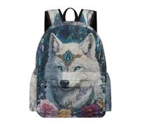 TPISLI Cartable Design Loup Garçon Fille 8-12 Ans Sac à Dos Imprimé Animal Loup CE1 CE2 Sac Scolaire Durable Grand Format pour Voyage Randonnée Loisirs, School Bag Rentrée Scolaire et Cadeau