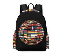 TPISLI Cartable Drapeau National Fille Garçon 14 Ans Sac d'École Motif Carte du Monde CE2 CM1 CM2 Grand Format Léger pour Cadeau d'Anniversaire Voyage Sorties et Loisirs Usage Quotidien