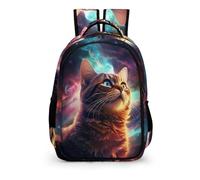 TPISLI CArtable Galaxy Chat Enfant Garçons Filles Sac À Dos Animal Chat École Primaire Étudiant Sac À Dos Pour Utilisation Quotidienne À L'extérieur/7-16 Ans