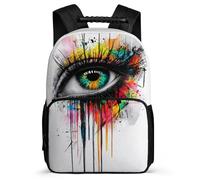 TPISLI Cartable Graffiti Œil Art Fille Garçon École Primaire, Sac à Dos Coloré Enfants Durable, Sac Scolaire, Bookbag, Dos Rembourré, Poignée Solide, Loisirs Sorties