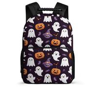 TPISLI Cartable Halloween Thème Fantôme Enfants 8-12 Ans Sac d'École Halloween Thème pour Garçons Filles CP CE1 Daypack, Détails en Feutre Tissu 1680D Rentrée Scolaire