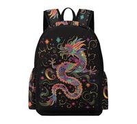TPISLI Cartable Imprimé Dragon pour Garçons et Filles 8 Ans Sac d'École Style Chinois CP CE1 Sac à Dos Grand Format Durable pour Voyage Randonnée Loisirs, Backpack Usage Quotidien et Sorties