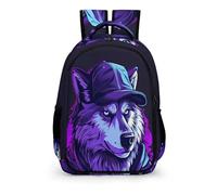 TPISLI CArtable Le Loup Loup Fille Primaire Collège Élémentaire Sac À Dos Garçons Scolaire, Sacs Animal Le Loup Pour D'école Enfant Ado 8 9 10 11 12 13 14 15 16 17 18 Ans School Bags