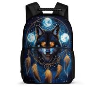 TPISLI Cartable Loup Attrape-rêves pour Fille Garçon École Primaire Sac à Dos Loups 6-11 Ans Backpack, Détails en Feutre Dos Rembourré Cadeau Anniversaire