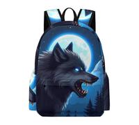TPISLI Cartable Loup Lune Garçon 7 Ans Sac à Dos Lune Loups Pleine Filles CM1 CM2 School Bag Imperméable Grand Voyage Loisirs Sorties Loisirs Randonnée Usage Quotidien