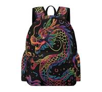 TPISLI Cartable pour Filles et Garçons Design Dragon 15 Ans Sac Enfant Style Chinois CE1 CM1 Léger Grand Format pour Ordinateur Portable 11,6 Pouces Sorties et Loisirs Usage Quotidien