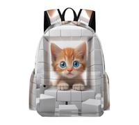 TPISLI Cartable pour Filles et Garçons Imprimé Chaton 3D 11-14 Ans Sac Enfant Design Chat Collège Léger Durable pour Ordinateur Portable 14 Pouces Cours Voyage et Loisirs Usage Quotidien
