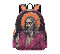 TPISLI Cartable pour Garçons et Filles Jésus Chrétien 14 Ans Sac à Dos Thème Jésus CE2 CM1 Sac Scolaire Léger Grand Format pour Voyage Randonnée Loisirs, School Bag Rentrée Scolaire et Cadeau