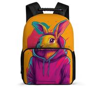 TPISLI Cartable Scolaire Animal Lapin pour Filles 6-10 Ans Sac Collège Lapin Design Cours Primaire Daypack, Détails en Feutre Poignée Solide Promenade Randonnée
