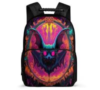 TPISLI Cartable Scolaire Bat Motif pour Garçons 6-11 Ans Sac d'École Gothic Thème CE1 CE2 School Bag, Poignée Solide Poches Latérales Cadeau de Rentrée
