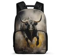 TPISLI Cartable Scolaire Bison Vache pour Fille Garçon 8-12 Ans Sac Collège Vache Buffalo CE2 CM1 School Bag, Léger Durable Poches Latérales Voyage Quotidien