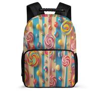 TPISLI Cartable Scolaire Candy Motif Enfants 6-11 Ans Sac d'École Colourful pour Garçons Filles CM1 CM2 School Bag, Dos Rembourré Tissu 1680D Voyage Quotidien