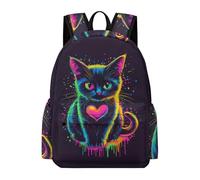 TPISLI Cartable Scolaire Chat Fille Garçon 10-15 Ans Sac à Dos Animal Chaton CE2 CM1 Sac d'École Imperméable Durable pour Cours Voyage Loisirs, Daypack Rentrée Scolaire et Cadeau