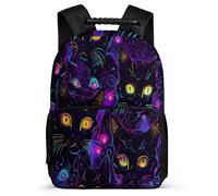 TPISLI Cartable Scolaire Chaton pour Élèves 7-12 Ans Sac Scolaire Animal Noir Chat CE2 CM1 Backpack, Détails en Feutre Poches Latérales Voyage Quotidien