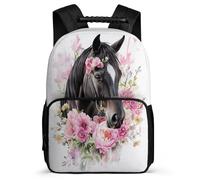 TPISLI Cartable Scolaire Cheval Imprimé pour Garçons Filles 6-11 Ans Sac à Dos Animal Motif CE1 CE2 Bookbag, Poches Latérales Tissu 1680D Promenade Randonnée