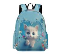 TPISLI Cartable Scolaire Design Mignon Chat Fille Garçon 10-15 Ans Sac à Dos Motif Chaton CE2 CM1 Sac d'École Imperméable Durable pour Cours Voyage Loisirs, Daypack Rentrée Scolaire et Cadeau
