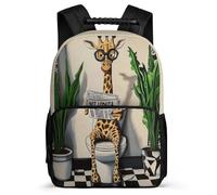 TPISLI Cartable Scolaire Drôle Girafe pour Élèves Cours Primaire Sac Collège Animal 7-12 Ans Backpack, Détails en Feutre Dos Rembourré Rentrée Scolaire
