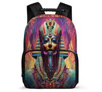 TPISLI Cartable Scolaire Egyptian Pharaoh Enfants 6-10 Ans Sac d'École Pharaoh Of Egypt pour Garçon Fille CE1 CE2 Bookbag, Tissu 1680D Détails en Feutre Cadeau de Rentrée