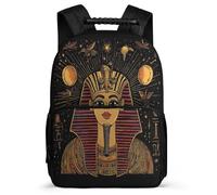 TPISLI Cartable Scolaire Egyptian Pharaoh pour Élèves Cours Primaire Sac Collège Pharaoh 7-12 Ans Backpack, Détails en Feutre Dos Rembourré Rentrée Scolaire
