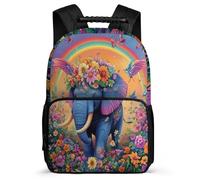 TPISLI Cartable Scolaire Éléphant pour Garçons Filles 6-11 Ans Sac à Dos Colorful Éléphant CE2 CM1 Backpack, Tissu 1680D Poignée Solide Promenade Randonnée