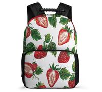 TPISLI Cartable Scolaire Fraise Design pour Filles 6-11 Ans Sac Collège Fruit CM1 CM2 Daypack, Poches Latérales Détails en Feutre Cadeau Anniversaire