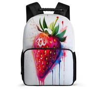 TPISLI Cartable Scolaire Fraise Imprimé Enfants 6-10 Ans Sac d'École Fruit Thème pour Élèves Cours Primaire Daypack, Léger Durable Détails en Feutre Voyage Quotidien