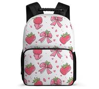 TPISLI Cartable Scolaire Fraise Motif Enfants 6-11 Ans Sac Scolaire Fruit Thème pour Filles Garçons École Primaire Daypack, Poignée Solide Détails en Feutre Promenade Randonnée