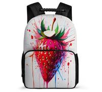 TPISLI Cartable Scolaire Fraise Motif pour Filles Garçons CE1 CE2 Sac Collège Fruit Thème 5-10 Ans Daypack, Léger Durable Dos Rembourré Cadeau de Rentrée