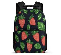 TPISLI Cartable Scolaire Fraise Motif pour Garçons Filles CE1 CE2 Sac à Dos Fruit Motif 7-11 Ans Bookbag, Poches Latérales Détails en Feutre Cadeau de Rentrée