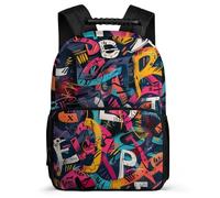 TPISLI Cartable Scolaire Graffiti Motif École Primaire pour Garçons Filles Sac Scolaire Colourful 6-10 Ans School Bag, Poches Latérales Poignée Solide Cadeau de Rentrée