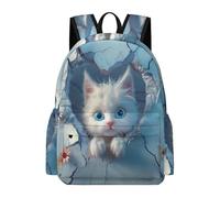 TPISLI Cartable Scolaire Illustration Chat Fille Garçon 10-14 Ans Sac à Dos Animal Chaton CE1 CE2 Grand Format Léger pour Ordinateur Portable 11,6 Pouces Sorties et Loisirs Usage Quotidien