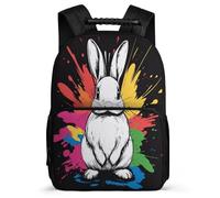 TPISLI Cartable Scolaire Lapin Design pour Garçons Filles CE1 CE2 Sac à Dos Kawaii Lapin Imprimé 5-10 Ans Backpack, Poignée Solide Détails en Feutre Rentrée Scolaire