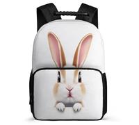 TPISLI Cartable Scolaire Lapin Motif CE1 CE2 pour Élèves Sac d'École Animal Lapin 7-12 Ans School Bag, Poches Latérales Poignée Solide Cadeau Anniversaire