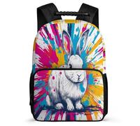TPISLI Cartable Scolaire Lapin pour Filles Garçons 7-12 Ans Sac d'École Animal Lapin CM1 CM2 Backpack, Poches Latérales Poignée Solide Rentrée Scolaire