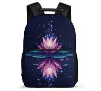 TPISLI Cartable Scolaire Lotus Fleur pour Garçons Filles 6-11 Ans Sac à Dos Floral Imprimé CE1 CE2 Bookbag, Poches Latérales Tissu 1680D Promenade Randonnée