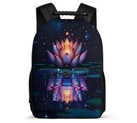 TPISLI Cartable Scolaire Lotus Fleurs École Primaire pour Filles Garçons Sac à Dos Plante Imprimé 7-12 Ans Daypack, Détails en Feutre Poches Latérales Cadeau Anniversaire