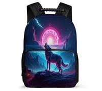 TPISLI Cartable Scolaire Loup Design CE2 CM1 pour Filles Sac d'École Animal Loups 6-10 Ans School Bag, Poches Latérales Dos Rembourré Cadeau de Rentrée