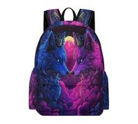 TPISLI Cartable Scolaire Loup Fille Garçon 10-14 Ans Sac à Dos Animal Loup CE1 CE2 Grand Format Léger pour Ordinateur Portable 11,6 Pouces Sorties et Loisirs Usage Quotidien
