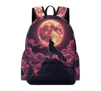 TPISLI Cartable Scolaire Loup Lune Enfants CP CM1 Sac à Dos Lune Loups Pleine Fille 9 Ans Daypack Léger Scolaire Cadeau d'Anniversaire Promenade Randonnée École Voyage