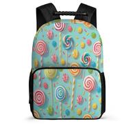 TPISLI Cartable Scolaire Multicolore Candy Motif pour Garçon Fille 5-10 Ans Sac d'École CM1 CM2 Backpack, Léger Durable Tissu 1680D Cadeau Anniversaire