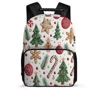 TPISLI Cartable Scolaire Noël Arbre Motif pour Filles Garçons CE2 CM1 Cartable Noël Thème 7-11 Ans Backpack, Léger Durable Détails en Feutre Rentrée Scolaire