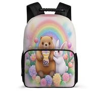 TPISLI Cartable Scolaire Ours pour Garçons Filles 7-12 Ans Sac Scolaire Lapin Animal Cours Primaire Daypack, Poignée Solide Tissu 1680D Loisirs Sorties